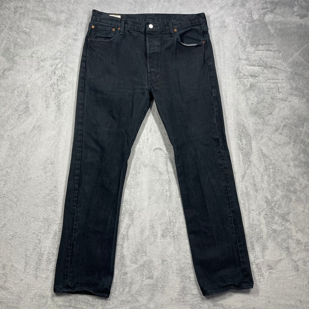 Levi's 501 Premium Jeans Mens 36(34)x34(32) Black‎ Straight Leg Button Fly Denim